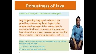 Robustness Features of java [upl. by Patrica]