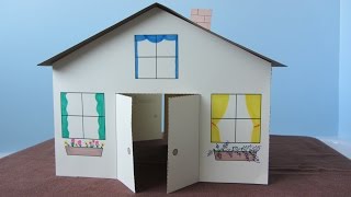 3D Paper House Childrens Craft [upl. by Kerby]