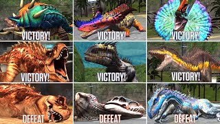 ALL DINOSAURS VICTORY amp DEFEAT SCENE ANIMATION  Jurassic World The Game [upl. by Christopher]