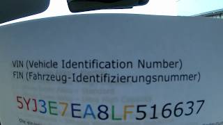 Tesla Model 3  VIN Vehicle Identification Number  FIN FahrzeugIdentifizierungsnummer [upl. by Ayouqat852]