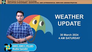 Public Weather Forecast issued at 4AM  March 30 2024  Saturday [upl. by Brightman]