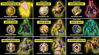 Evolution of Medallions of Mythic Bosses in Fortnite Chapter 5 Season 1  Chapter 5 Season 3 [upl. by Aronid706]