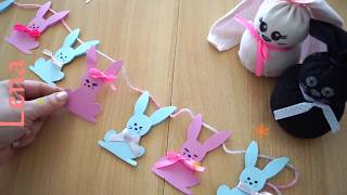 Osterhasen Girlande basteln 🐇 Easter Bunny garland DIY 🐇 как сделать гирлянду из зайчиков [upl. by Ilellan788]