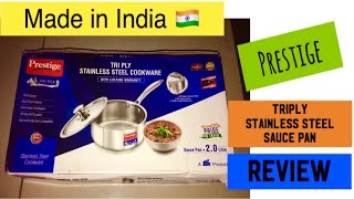 Prestige triply cookware reviewPrestige triply Sauce pan 2 litbest triply stainless steel in India [upl. by Gnat189]