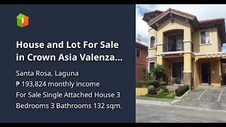 House and Lot For Sale in Crown Asia Valenza Sta Rosa Laguna [upl. by Rutledge]