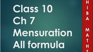 10th maths chapter 7 mensuration formula  easy method to remember formula maths [upl. by Juanne]