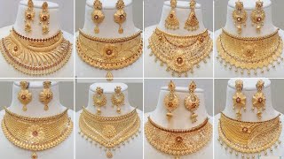 22K Bridal Gold Choker Necklace Sets  Latest Gold Choker Sets With Weight And Price [upl. by Adekram]