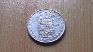 Swedish Krona  1 KR coin from 1973 in HD [upl. by Adrian]