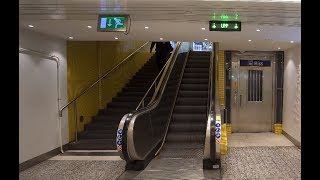 Sweden Stockholm Hötorget metro station all exits 9X escalator  3X elevator [upl. by Noedig]