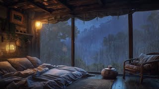 Cozy Bedroom Rain Sounds 🌿 Drift to Sleep With Forest View amp Relaxing Ambience Through Wide Windows [upl. by Drogin]