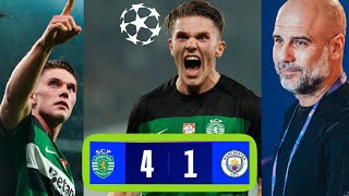 CL  Sporting Lisbon 4 Man City 1 Pep FOUND OUT [upl. by Nuawad]