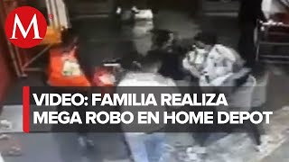 ¡Que bonita familia Delincuentes son captados saqueando un Home Depot en Venustiano Carranza [upl. by Macguiness]