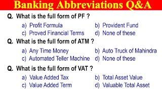 Banking Abbreviations Questions and Answers [upl. by Virgina]