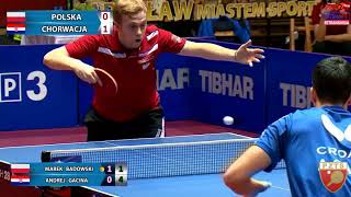 Tenis Stołowy POLSKA vs CHORWACJA Mecz 2 MBadowski 13 AGacina 20180328 [upl. by Tymothy]