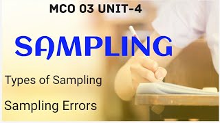 MCO03 Unit4  Sampling Types of Sampling Sampling Errors Malayalam Class [upl. by Aufmann]