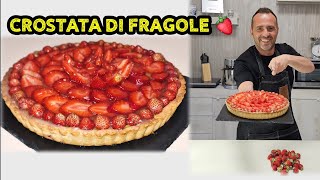 🍓CROSTATA DI FRAGOLE FRESCHE CON FONDO DI FROLLA FRIABILE E CREMA PASTICCERACORSO DI PASTICCERA [upl. by Eissirc805]