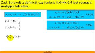 Określ monotoniczność funkcji z definicji  Matfiz24pl [upl. by Yrreg]