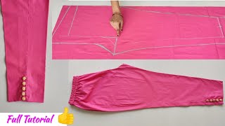 Very Easy Pant Trouser Cutting and stitching Womens Pant cutting and stitching  Palazzo Pant [upl. by Hare]