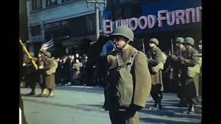 World War II 1942 Winter Parade Ellwood City Pa in Kodachrome Color WW2 Army 8mm home MovieRARE [upl. by Assilana]