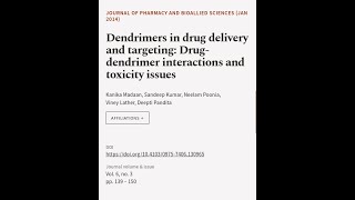 Dendrimers in drug delivery and targeting Drugdendrimer interactions and toxicity i  RTCLTV [upl. by Hamas]