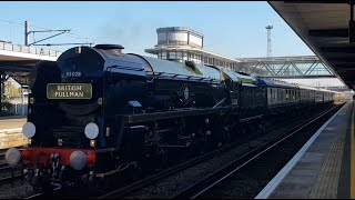 35028 Clan Line passes Ashford International with the Belmond British Pullman 24th October 2024 [upl. by Inigo]