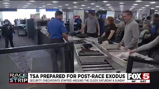 TSA prepared for postrace exodus in Las Vegas [upl. by Holub756]