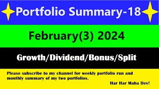 Zerodha Portfolios Feb3 2024 Summary [upl. by Stilla371]