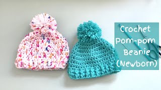 Crochet PomPom Beanie Newborn [upl. by Ynnel160]