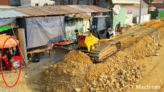 Excellent Working Skillful Spreading Stone Making New Foundation Village Road By Dozer amp Moto Grader [upl. by Marjana]