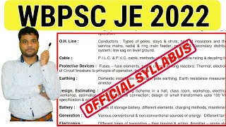 WBPSC JE 2022  OFFICIAL SYLLABUS EXPLAINED [upl. by Auhsoj]