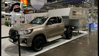 BIMOBIL HUSKY 240 PICKUP CAB RV CAMPER TOYOTA HILUX PANORAMA WINDOW WALKAROUND AND INTERIOR [upl. by Meade823]