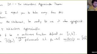 Lecture 201  The Weierstrass Approximation Theorem [upl. by Anirret]