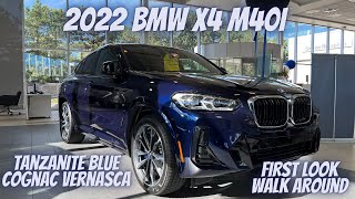 2022 BMW LCI X4 M40i WalkAround  Tanzanite Blue with Cognac Vernasca Leather [upl. by Amedeo]