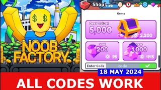 ALL CODES WORK HEAVEN Noob Factory Simulator ROBLOX  MAY 18 2024 [upl. by Yenahc942]