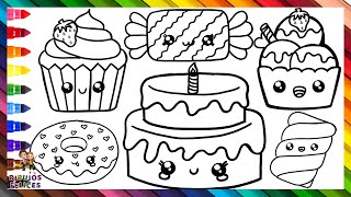 Dibuja y Colorea Lindos Postres y Dulces 🎂🧁🍬🍨🌈 Dibujos Para Niños [upl. by Oicaroh543]