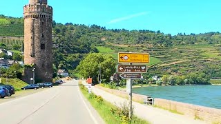 🇩🇪🚘 driving germany 4K 🏞️ Rheingau 🏰 Loreley ⛴️ Bingen ⛪️ Bacharach ⛲️ HDR [upl. by Sherburn]