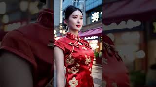 Chinese glamorous beauty walking down the street chinese beauty walking street [upl. by Eniarrol900]