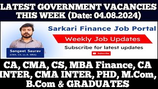 Latest Govt PSU Jobs Update 040824  CA CMA CS MBA CA Inter CMA Inter MCom BCom Graduate [upl. by Einnek]