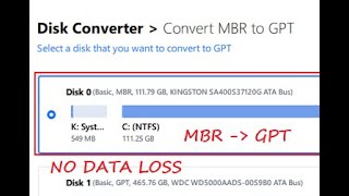 How to Convert MBR to GPT Without Data Loss in Windows 1011  No Reinstallation [upl. by Katuscha]