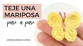 COMO TEJER MARIPOSAS A CROCHET aprende a tejer una mariposa pequeña a gancho tutorial paso a paso [upl. by Michaella752]