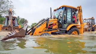 Washing my JCB Backhoe Loaders Hugely Risky Place in River  Jcb with River [upl. by Norha]