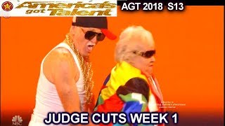 Celina and Filiberto Senior Dance Duo 100 SHADES OF GREY Americas Got Talent 2018 Judge Cuts 1 AGT [upl. by Ecirtael]