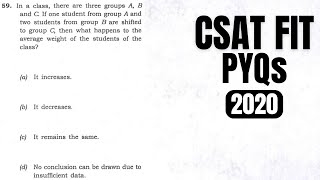 CSAT PYQ2020 In a class there are three groups A B and C If one student from group A and two [upl. by Ekaterina]