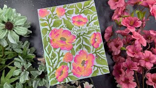 Bold Backgrounds Vintage Roses Card  Honey Bee Stamps [upl. by Halsy]