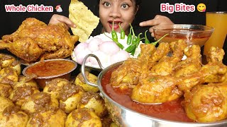 SPICY CHICKEN CURRY🔥EGG GHEE ROAST WHOLE CHICKEN WITH RICE EXTRA GRAVY 🌶️ BIG BITES 😋 EATING SHOW🤤 [upl. by Zinck]