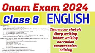 Class 8 English Onam exam model questions and answers 2024 Class 8 English first termonamexam24 [upl. by Heindrick]