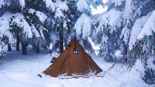 Solo Hot Tent Camping  Firehiking Tipi Tent Compilation [upl. by Abate]