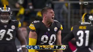 Steelers TJ Watt loses his helmet and still sacks Will Levis [upl. by Ecirp]