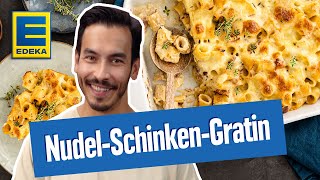 NudelSchinkenGratin  NudelSchinkenAuflauf Rezept [upl. by Stacee]