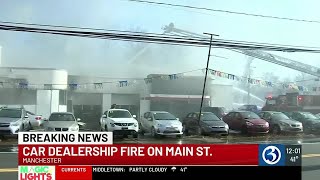 Car dealership fire on Main Street [upl. by Odnumyar]